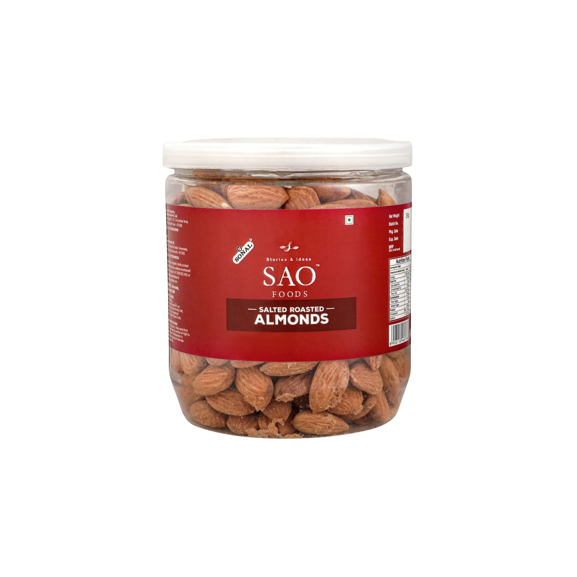 SAO FOODS Roasted & Salted Almonds 250 gm | PET Jar with Aluminum cap - SAO Foods # #