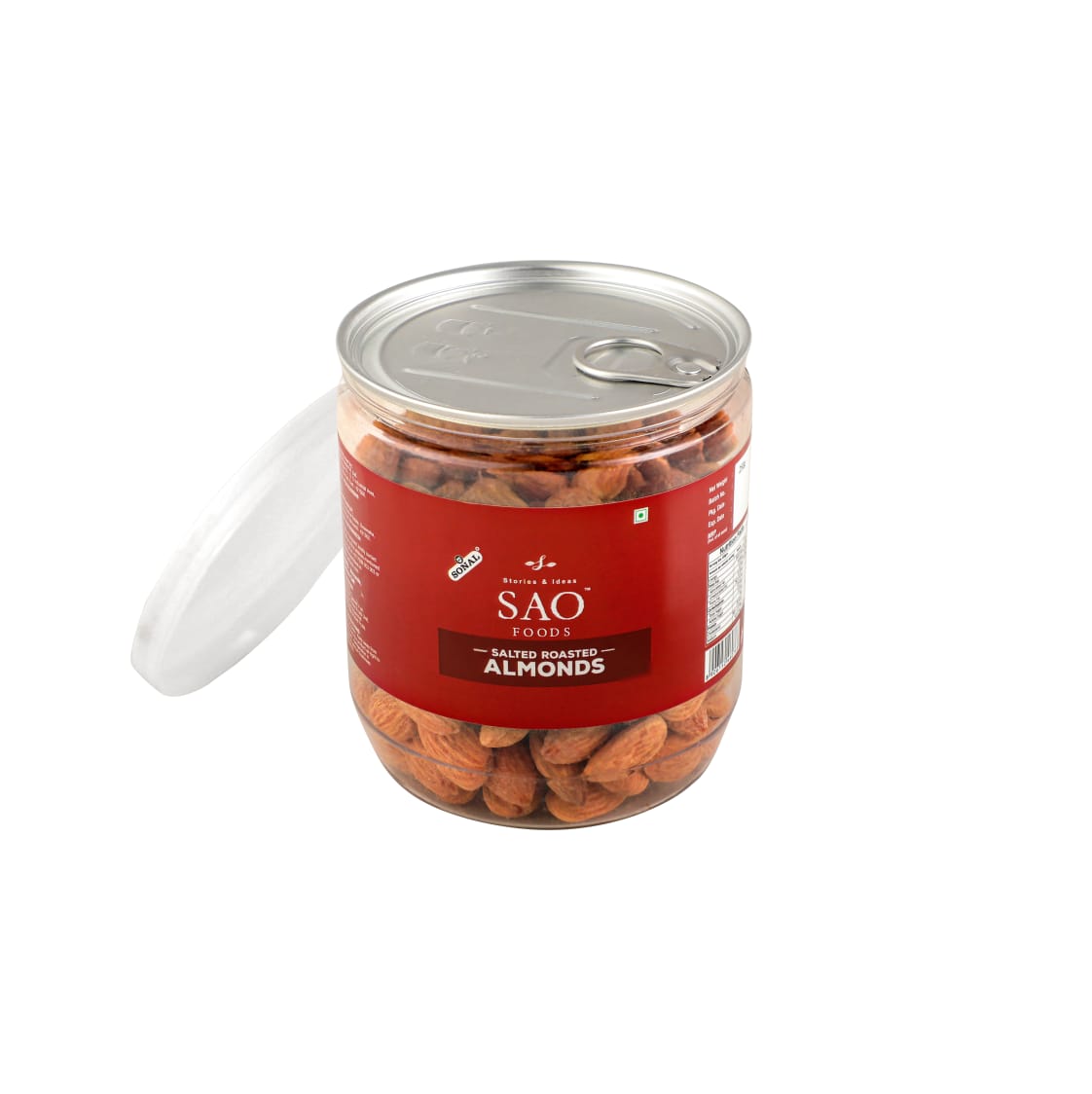 SAO FOODS Roasted & Salted Almonds 250 gm | PET Jar with Aluminum cap