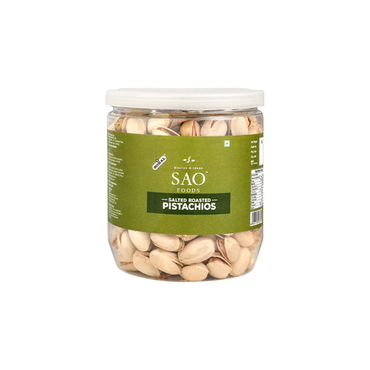 SAO FOODS Roasted & Salted Pistachios 250 gm | PET Jar with Aluminum cap
