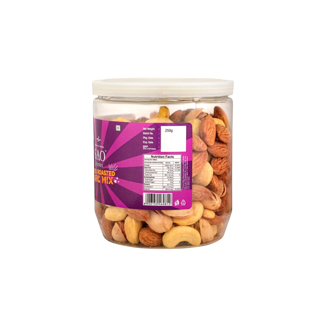 SAO FOODS Roasted & Salted Magic Mix 250 gm | PET Jar with Aluminum cap - SAO Foods # #