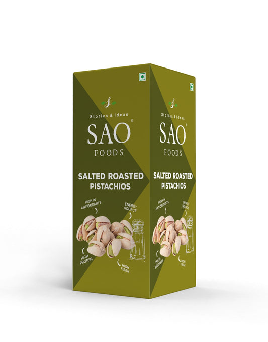 SAO FOODS Roasted & Salted Pistachios 225gms | Refill Pack | Ziplock pouch inside