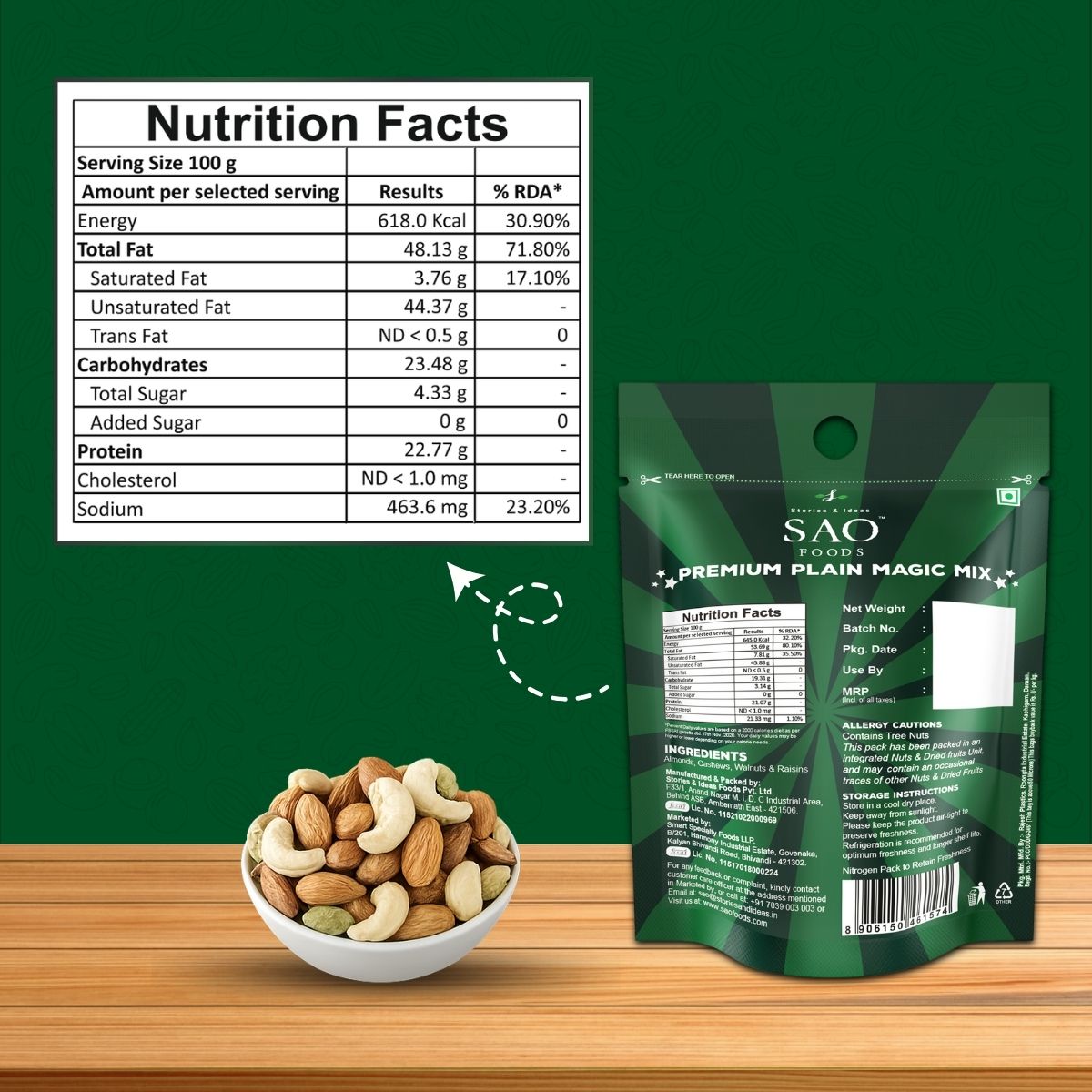 SAO Foods Premium Plain Magic Mix with Nutrition Facts