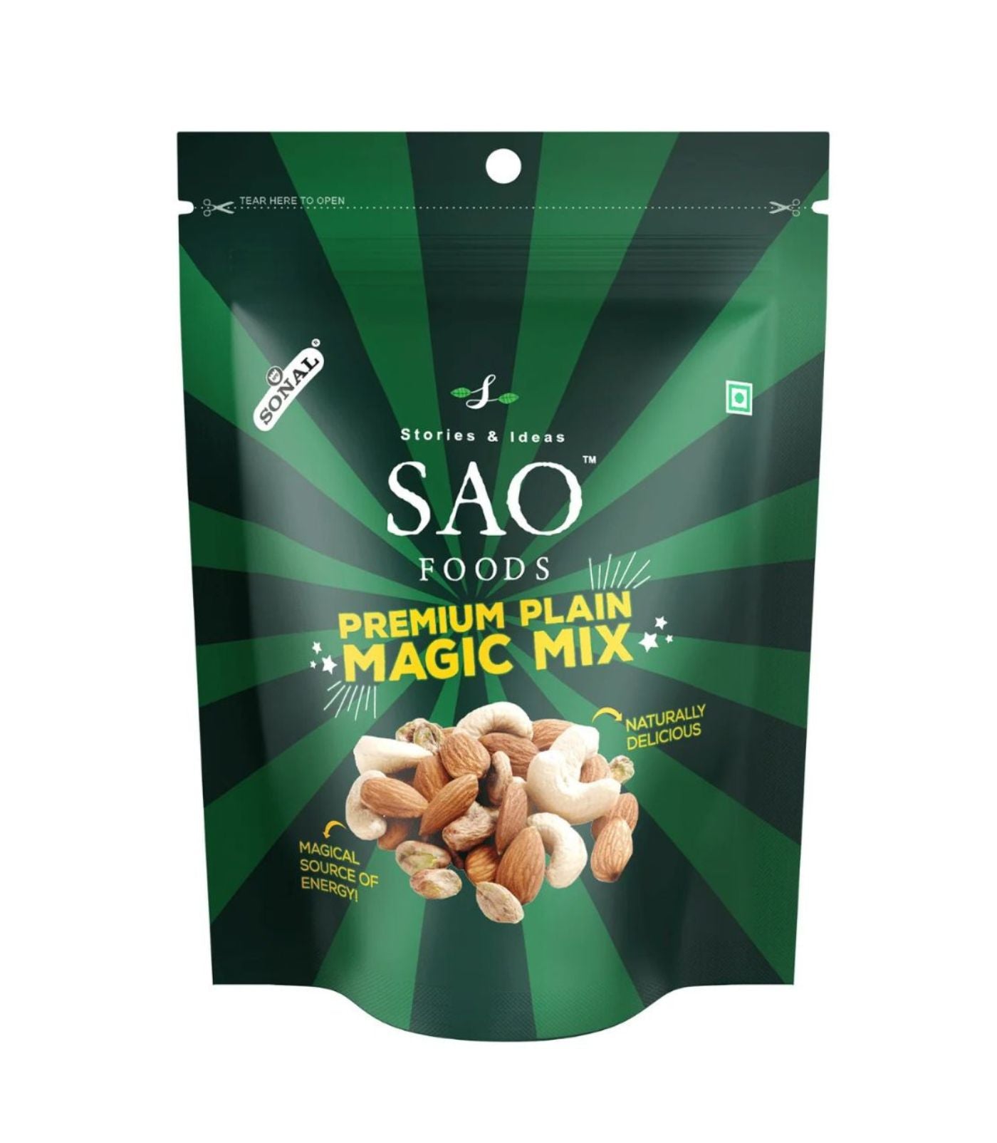 Green packaging of SAO Foods Premium Plain Magic Mix