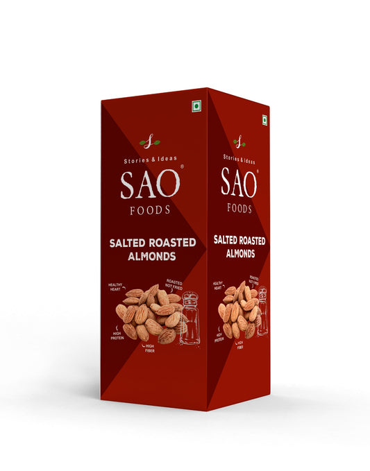 SAO FOODS Roasted & Salted Almonds 250 gm | Refill Pack | Ziplock pouch inside