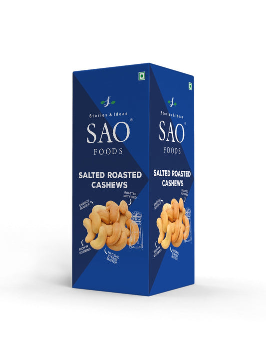 SAO FOODS Roasted & Salted Cashews 250 gm| Refill Pack | Ziplock pouch inside