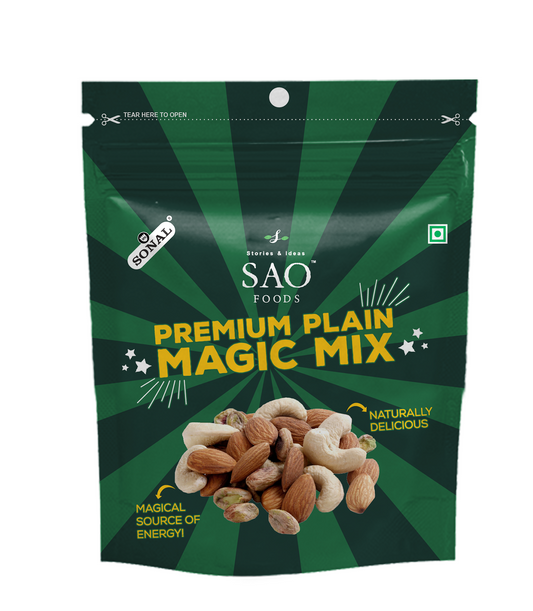 SAO FOODS Roasted & Unsalted Premium Plain Magic Mix - 30g (Pack of 10 * 30 gms)