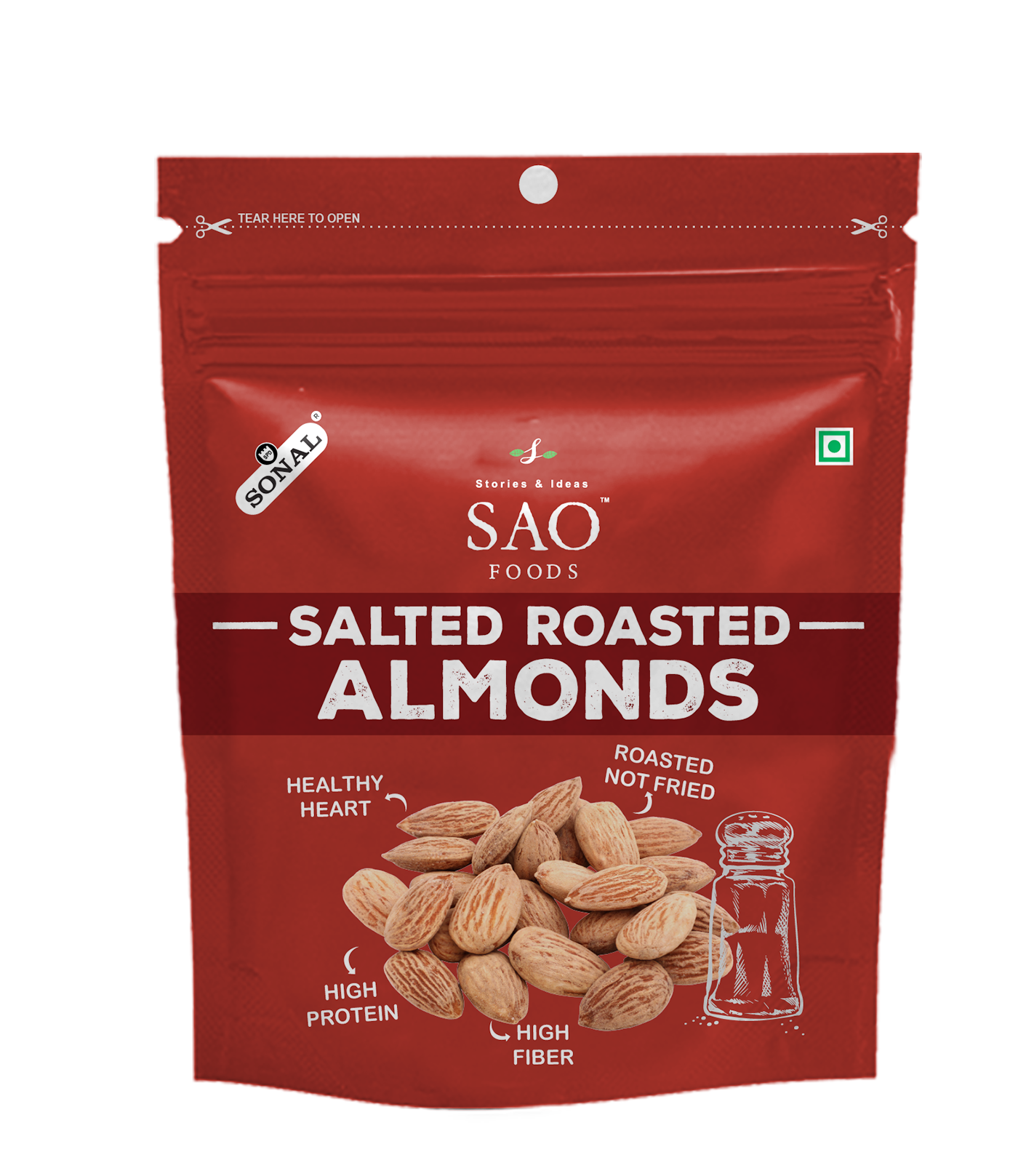 SAO FOODS Roasted & Salted Almonds 30g (Pack of 10 * 30 gms) - SAO Foods # #