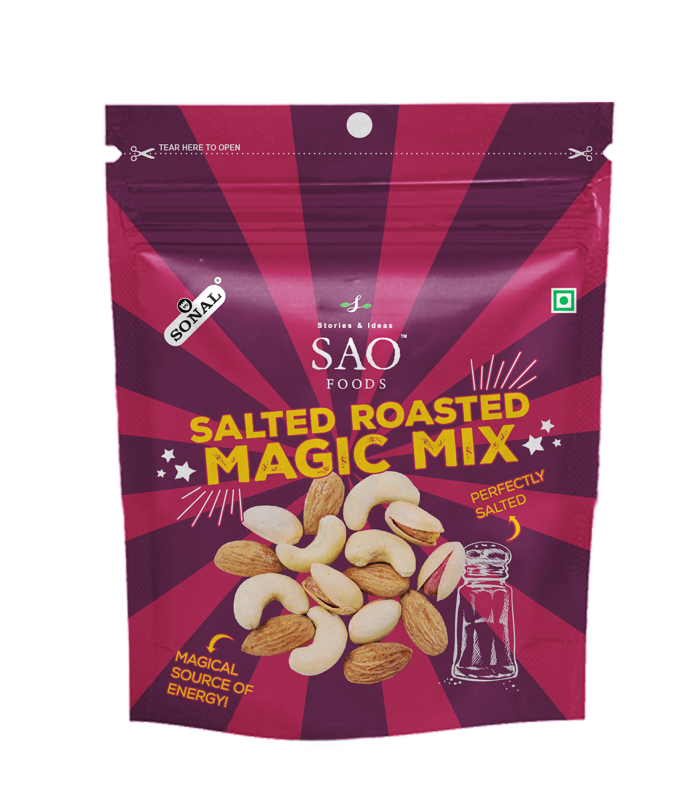 SAO FOODS Roasted & Salted Magic Mix  30g  (Pack of 10 * 30 gms) - SAO Foods # #