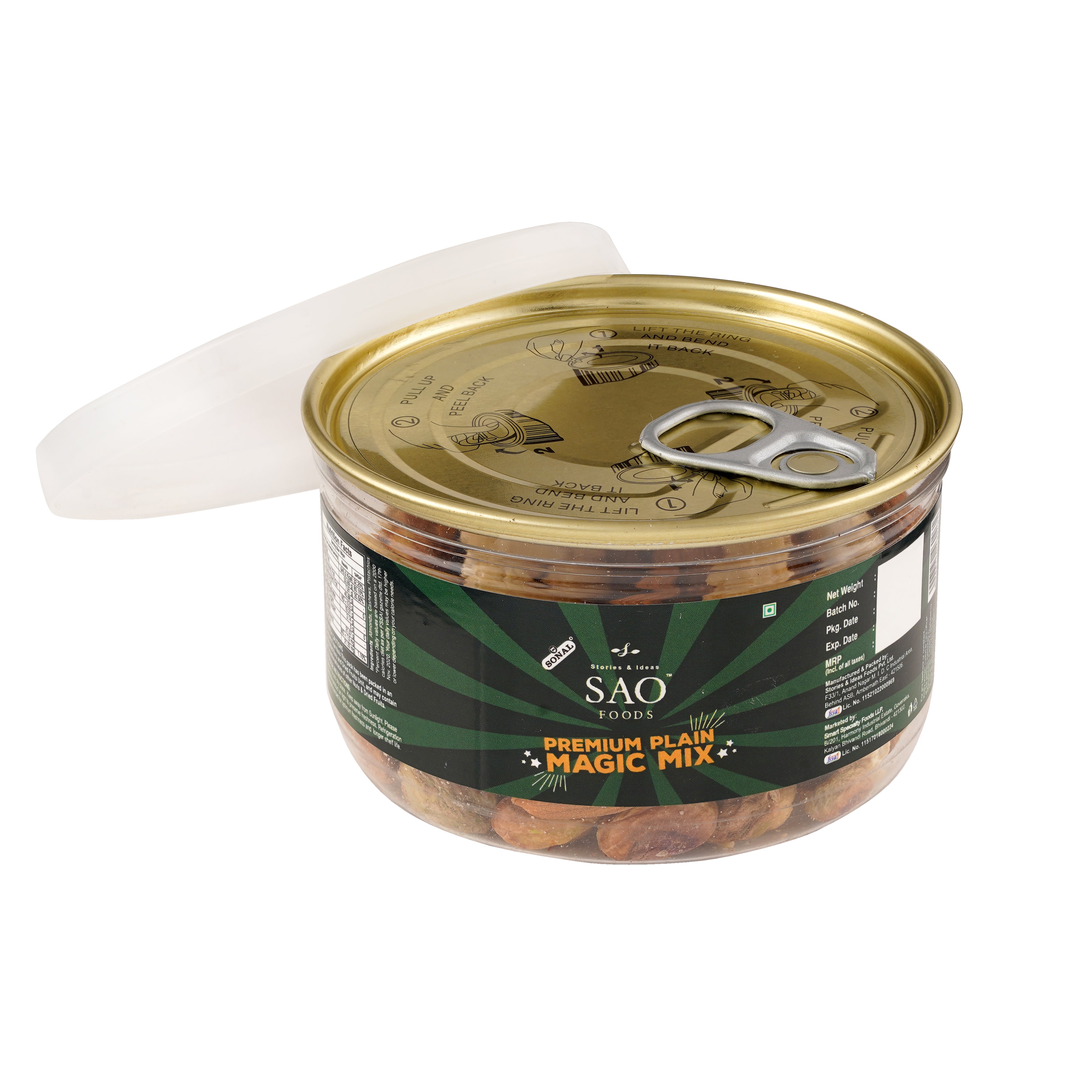 SAO FOODS Roasted & Unsalted Premium Plain Magic Mix 110 gm | Tin Cap PET Jar - SAO Foods # #