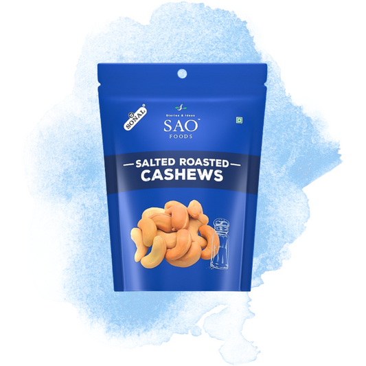 SAO FOODS Roasted & Salted Cashews Rs.20 each (10 small snacking packs of 12gm each)