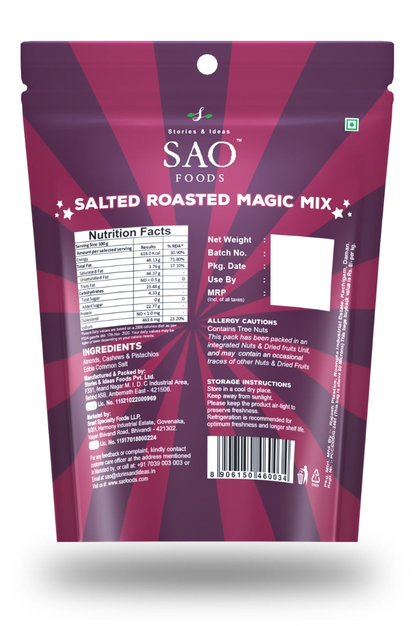 SAO FOODS Roasted & Salted Magic Mix Rs.20 each (10 small snacking packs of 12gm each)