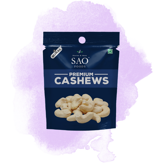 SAO FOODS Roasted & Unsalted Premium Cashews Rs.20 each (10 small snacking packs of 12gm each)