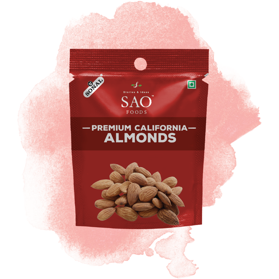 SAO FOODS Roasted & Unsalted Premium Almonds Rs.20 each (10 small snacking packs of 12gm each) |  Jumbo Size