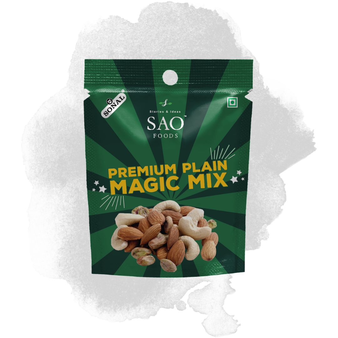 SAO FOODS Roasted & Unsalted Premium Plain Magic Mix Rs.20 each (10 small snacking packs of 12gm each)
