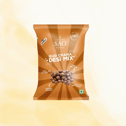 SAO Foods Gud Chana Desi Mix 12gm (Pack of 24 * MRP 5)
