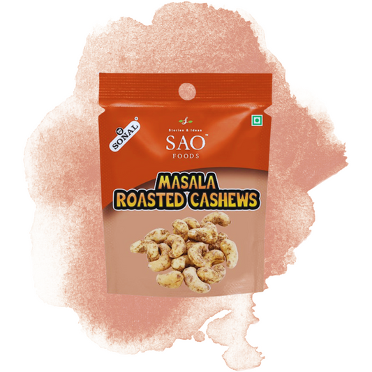 SAO FOODS Masala Roasted Cashews Rs.20 each (10 small snacking packs of 12gm each)